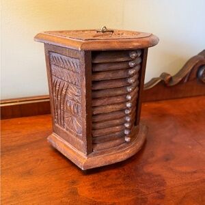 Vintage Hand Carved Monkey Wood Set Of 12 Coaster Set